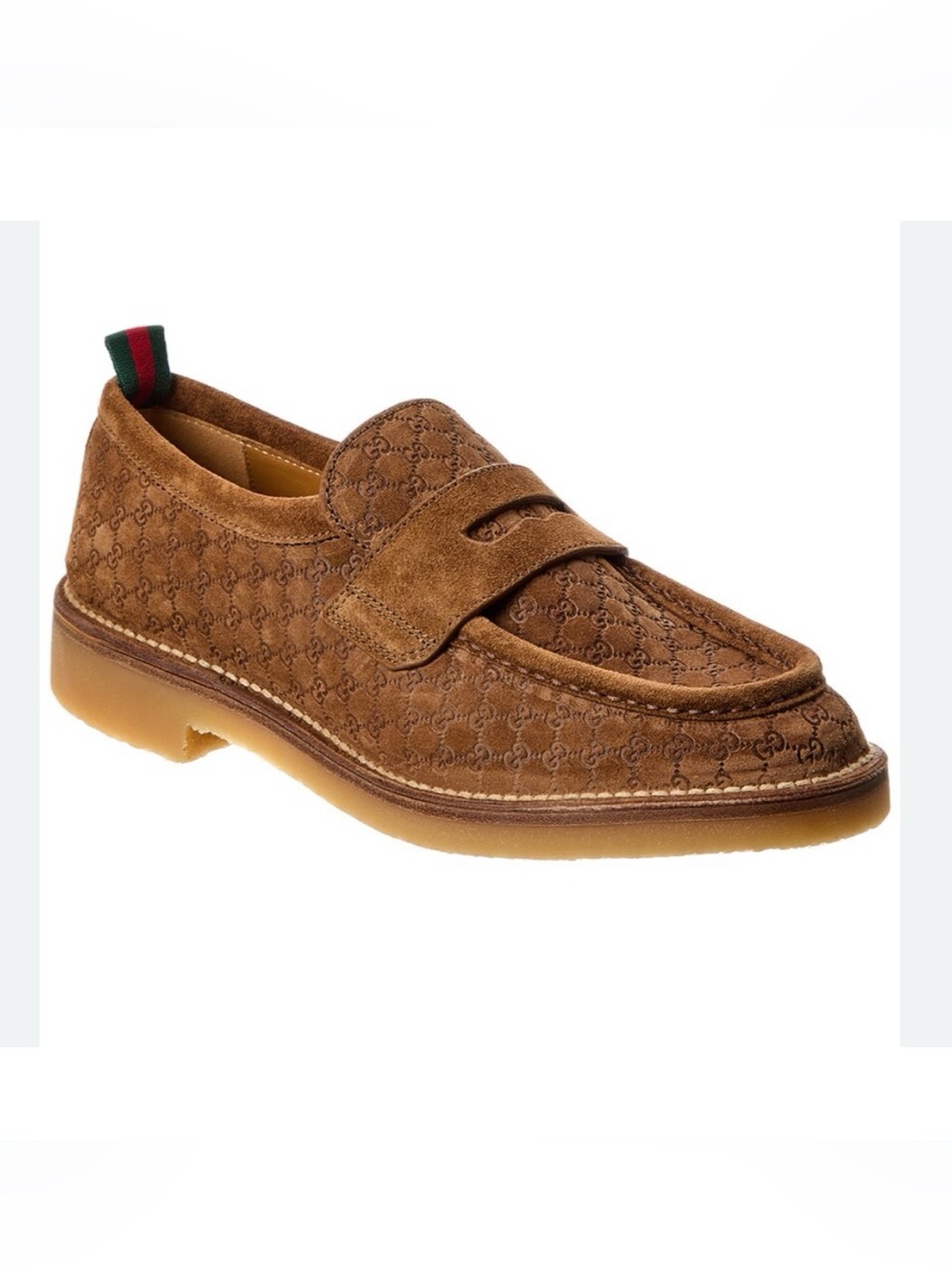 Men's Gucci suede GG
monogram web loafers size 10
fits 10.5 US made in Italy